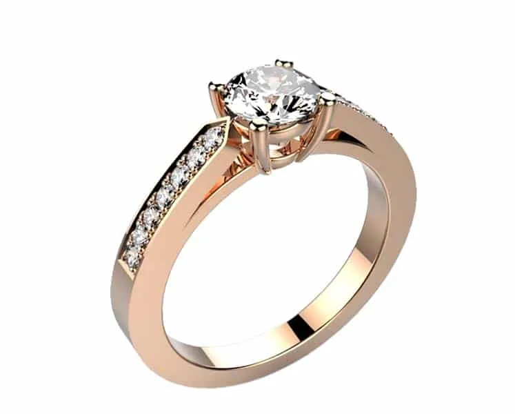 Bague diamant or rose serti Mademoiselle