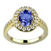 Bague saphir ovale or jaune anneau pavé