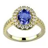 Bague saphir ovale or jaune anneau pavé