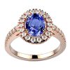 Bague saphir ovale or rose anneau pavé