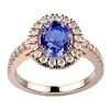 Bague saphir ovale or rose anneau pavé
