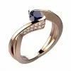 Saphir et diamant, or rose