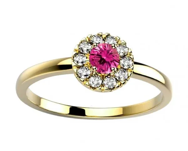 Saphir pourpre diamant or rose