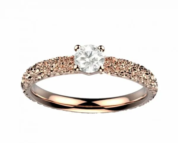 Bague diamant or rose Estretat