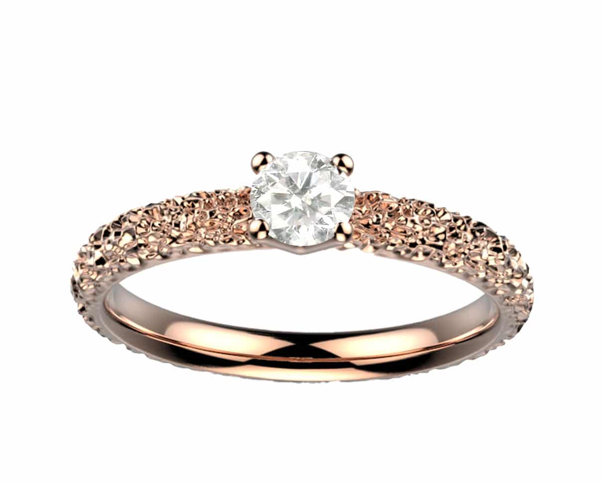 Bague diamant or rose Estretat