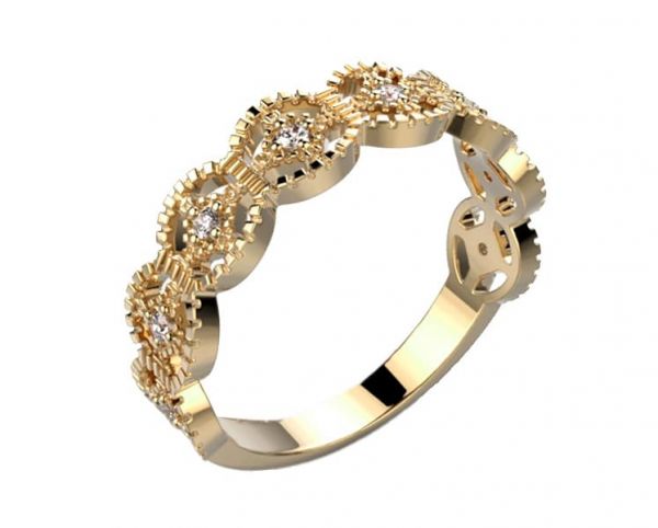 Alliance diamant en or jaune 8 pierres Lakme pour un mariage éthique