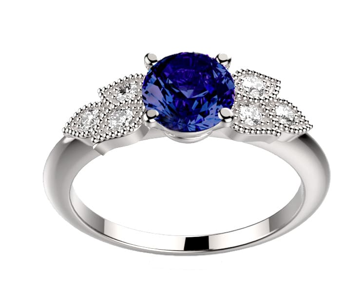 Saphir bleu Diamant, or rose