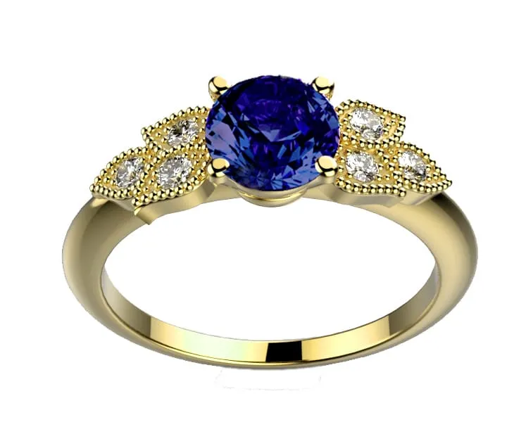 Saphir bleu Diamant, or rose