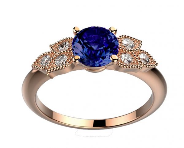 Saphir bleu Diamant, or rose