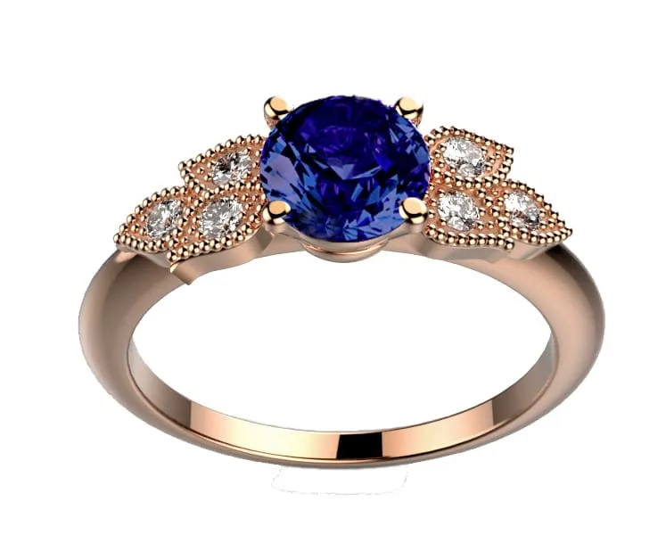 Saphir bleu Diamant, or rose