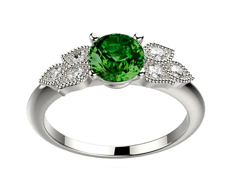 Saphir vert Diamant, or rose