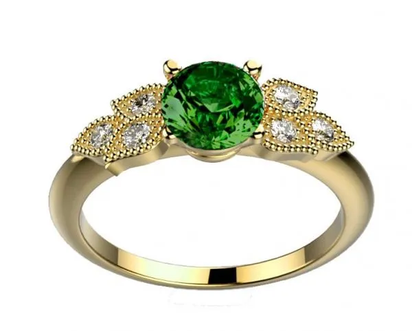 Saphir vert Diamant, or rose