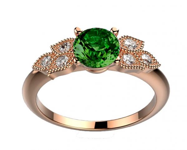 Saphir vert Diamant, or rose