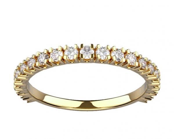 Alliance diamant Femme en or jaune modèle Morgane L, une alliance de mariage sertie de 21 diamants