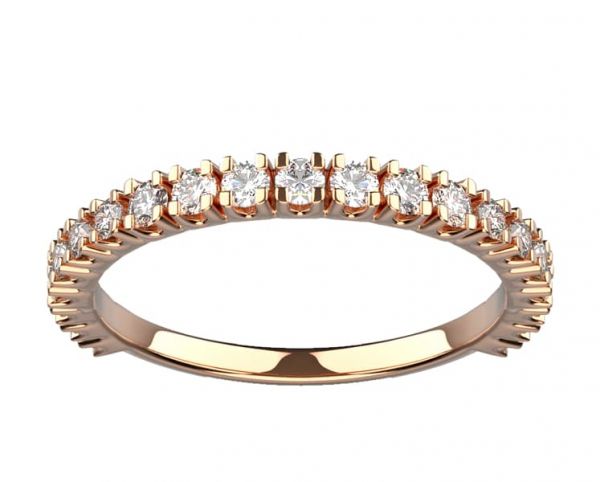 Alliance diamant Femme en or rose modèle Morgane L, une alliance de mariage sertie de 21 diamants