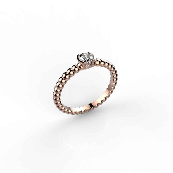 Bague diamant Comete or rose profil