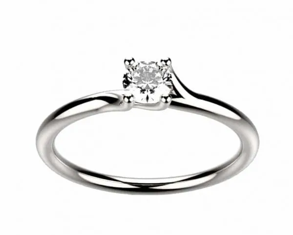 Bague solitaire diamant or blanc Clio 4 griffes