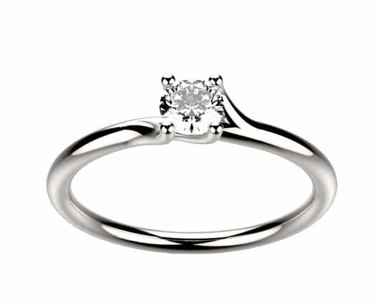 Bague solitaire diamant or blanc Clio 4 griffes