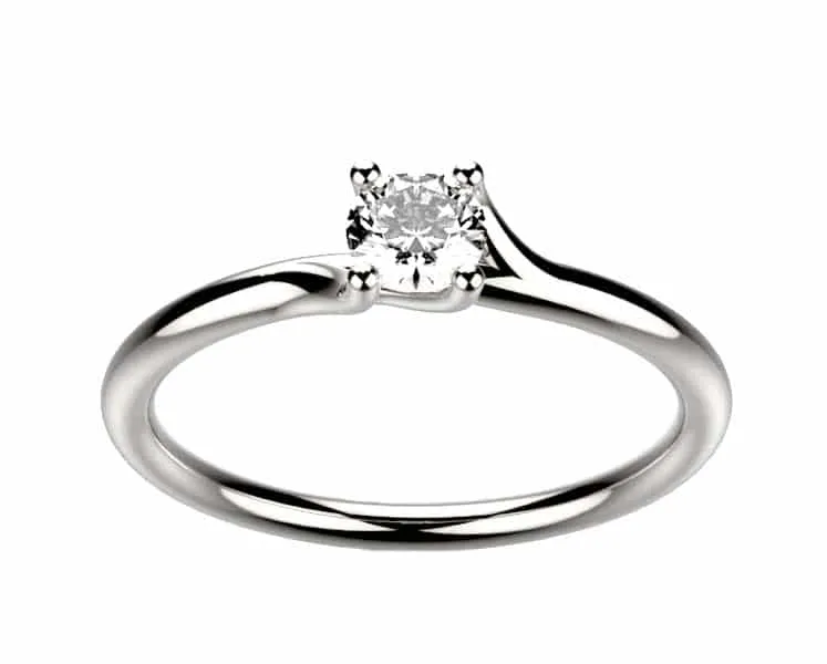Bague solitaire diamant or blanc Clio 4 griffes