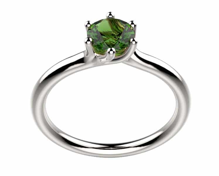 Bague saphir or blanc Clio 6G saphir vert