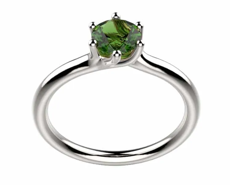 Bague saphir or blanc Clio 6G saphir vert