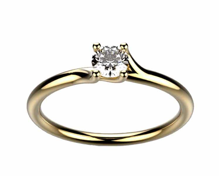 Bague solitaire diamant or jaune Clio 4 griffes