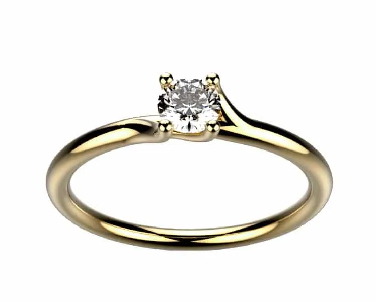 Bague solitaire diamant or jaune Clio 4 griffes