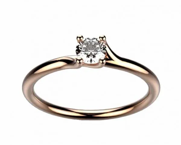 Bague solitaire diamant or rose Clio 4 griffes