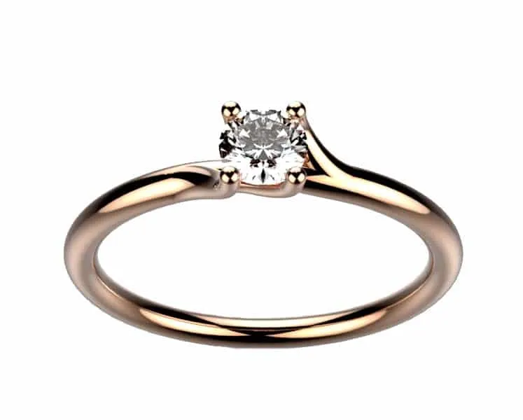Bague solitaire diamant or rose Clio 4 griffes