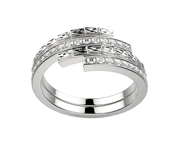 Alliance diamant femme originale or blanc Brocéliande double