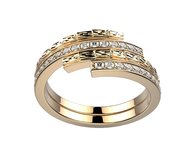 Alliance diamant femme originale or jaune Brocéliande double