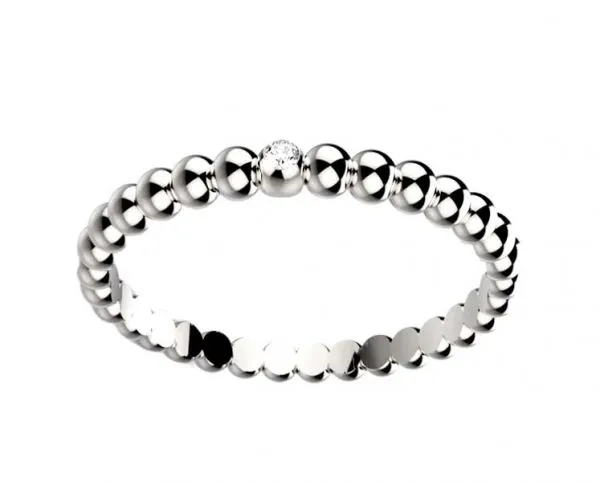 Alliance Femme diamant 1 or blanc Comete perlé