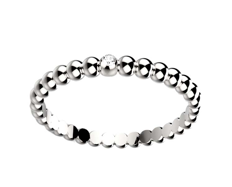 Alliance Femme diamant 1 or blanc Comete perlé