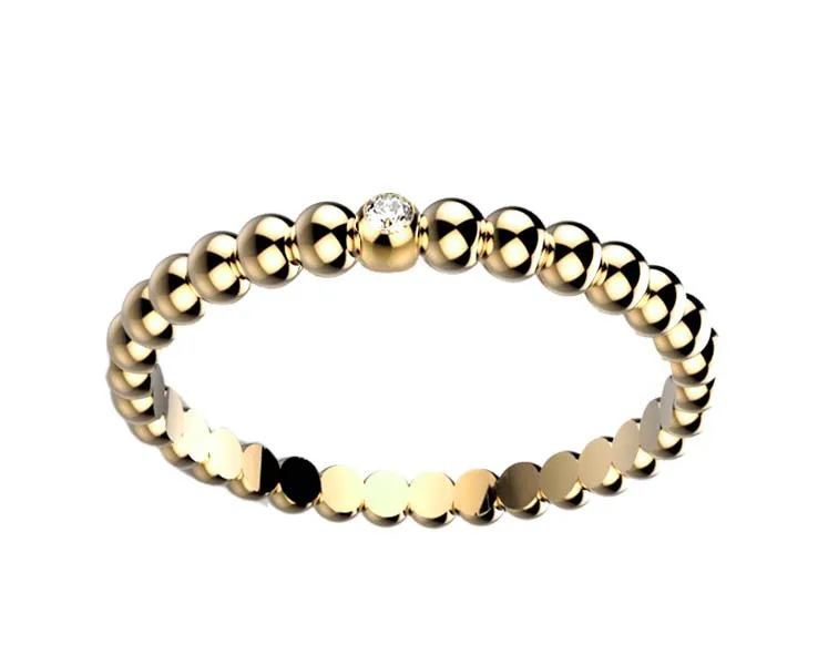 Alliance Femme diamant 1 or jaune Comete anneau perlé