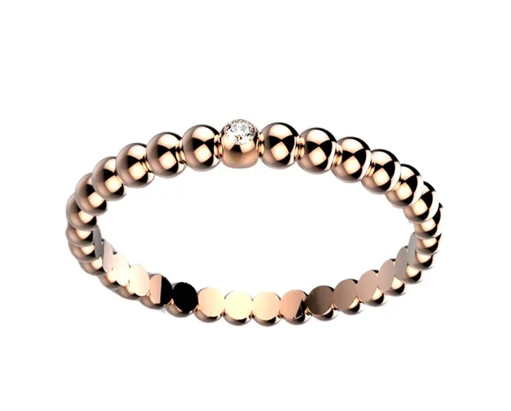 Alliance Femme diamant 1 or rose Comete anneau perlé