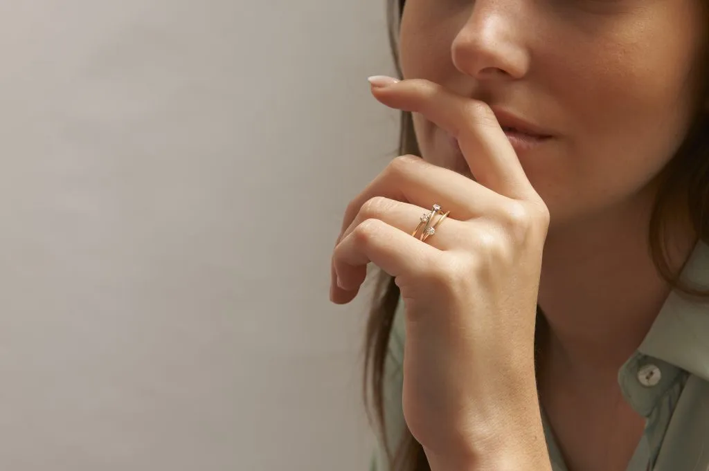 Bague de fiançailles originale diamant 3 ors Foll'Envie