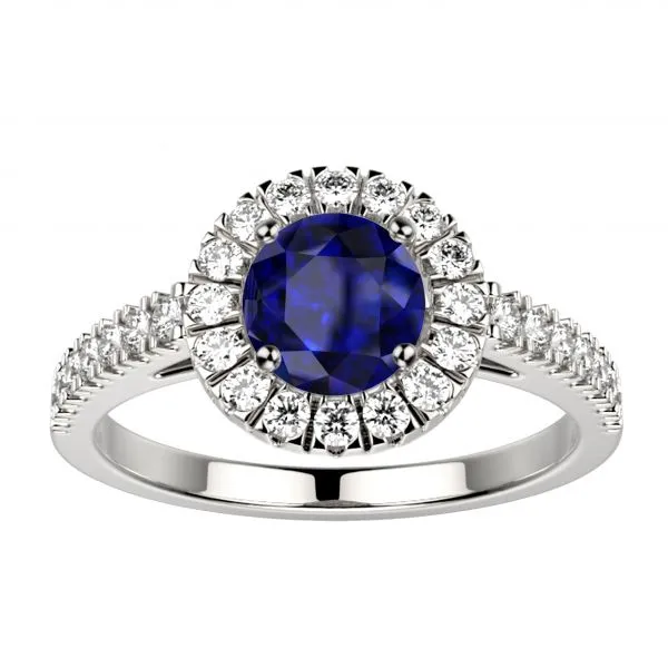 Bague saphir or blanc Juliet M full pavé
