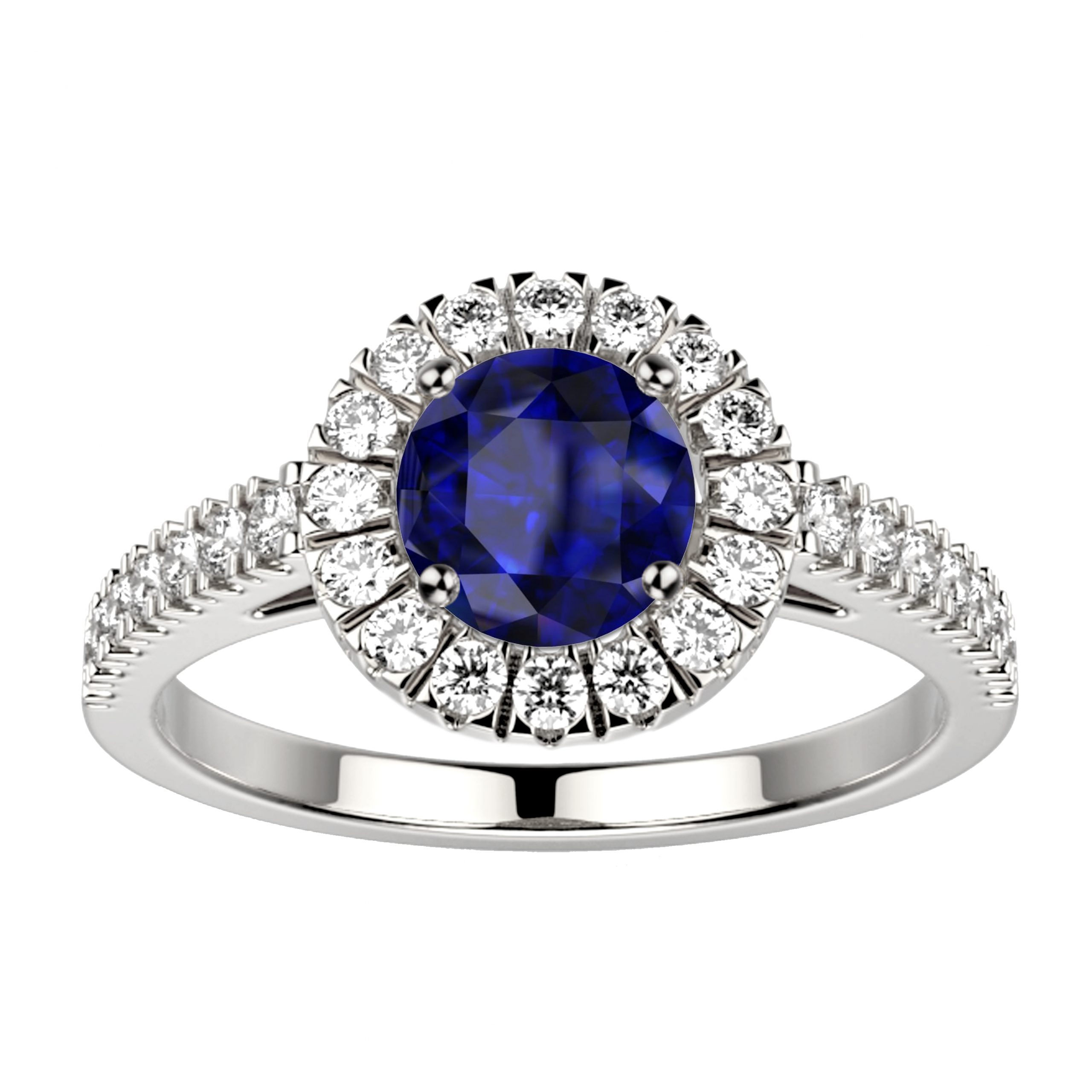 Bague saphir or blanc Juliet M full pavé