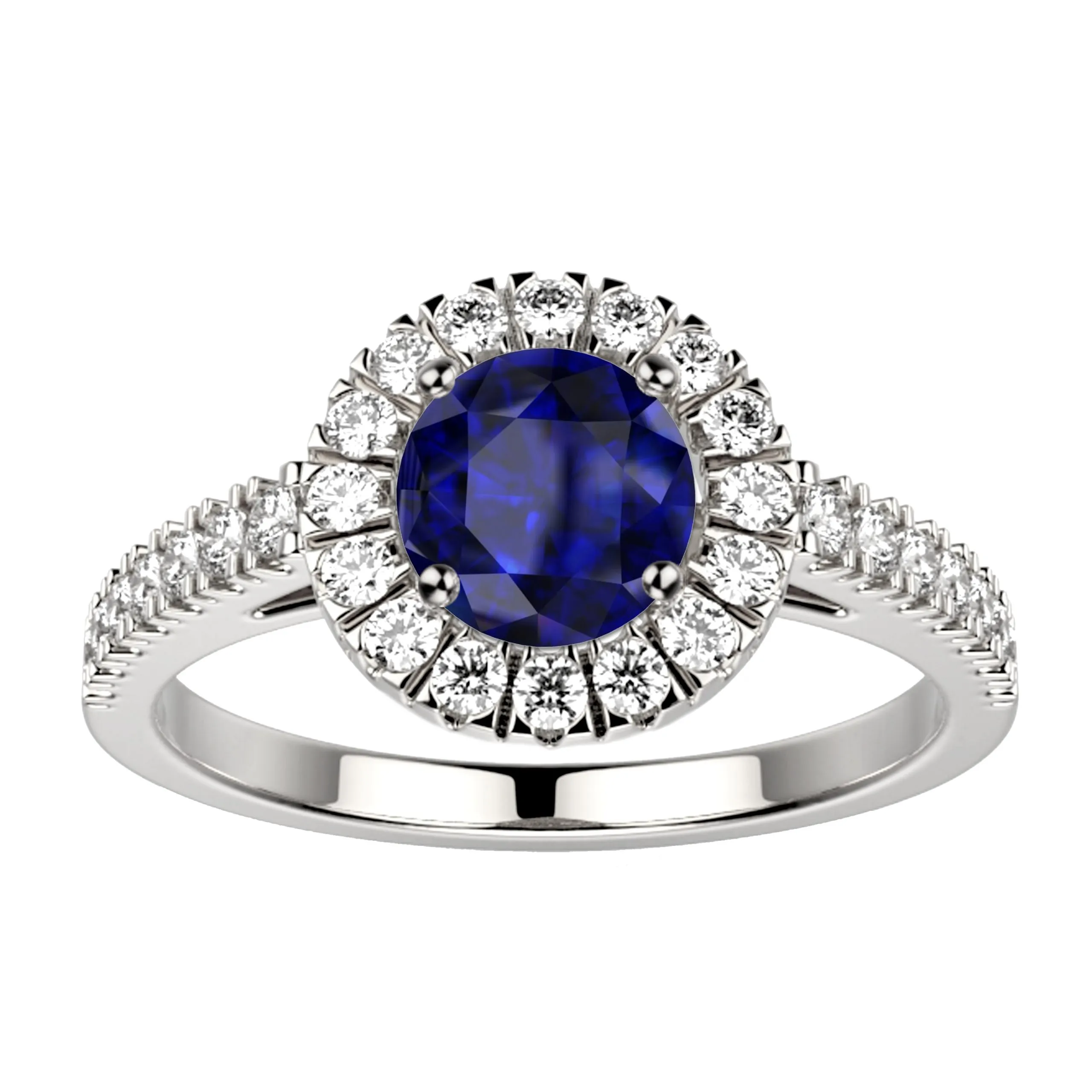 Bague saphir or blanc Juliet M full pavé