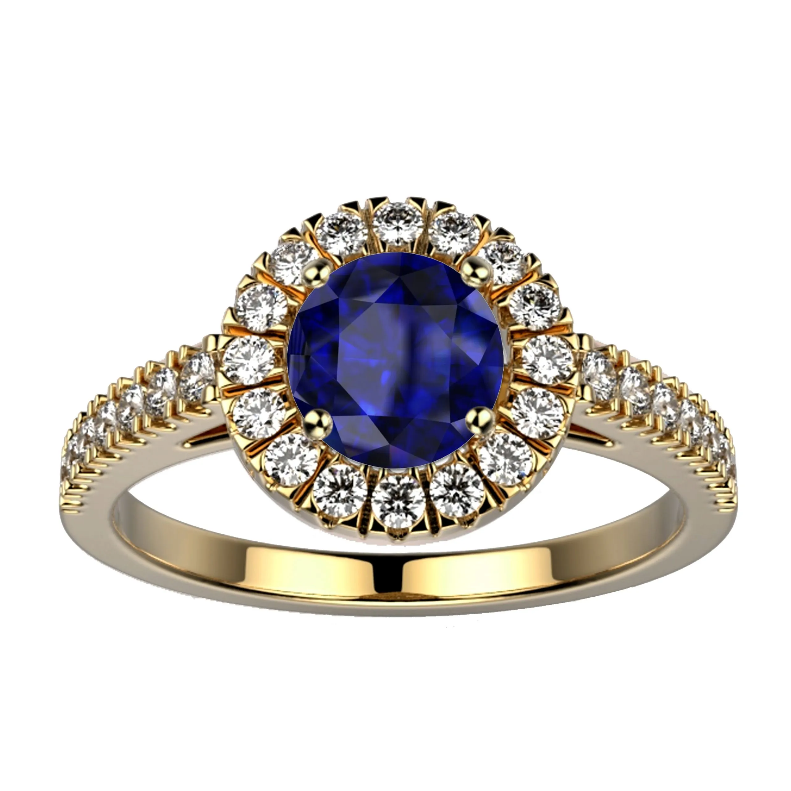 Bague saphir or jaune Juliet M full pavé