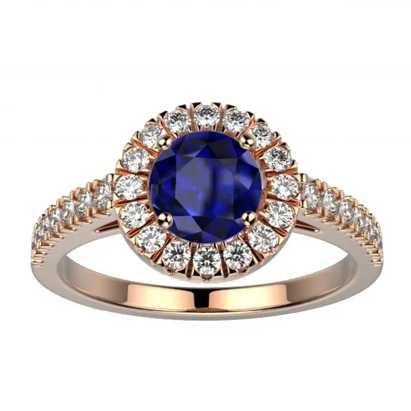 Bague saphir or rose Juliet M full pavé
