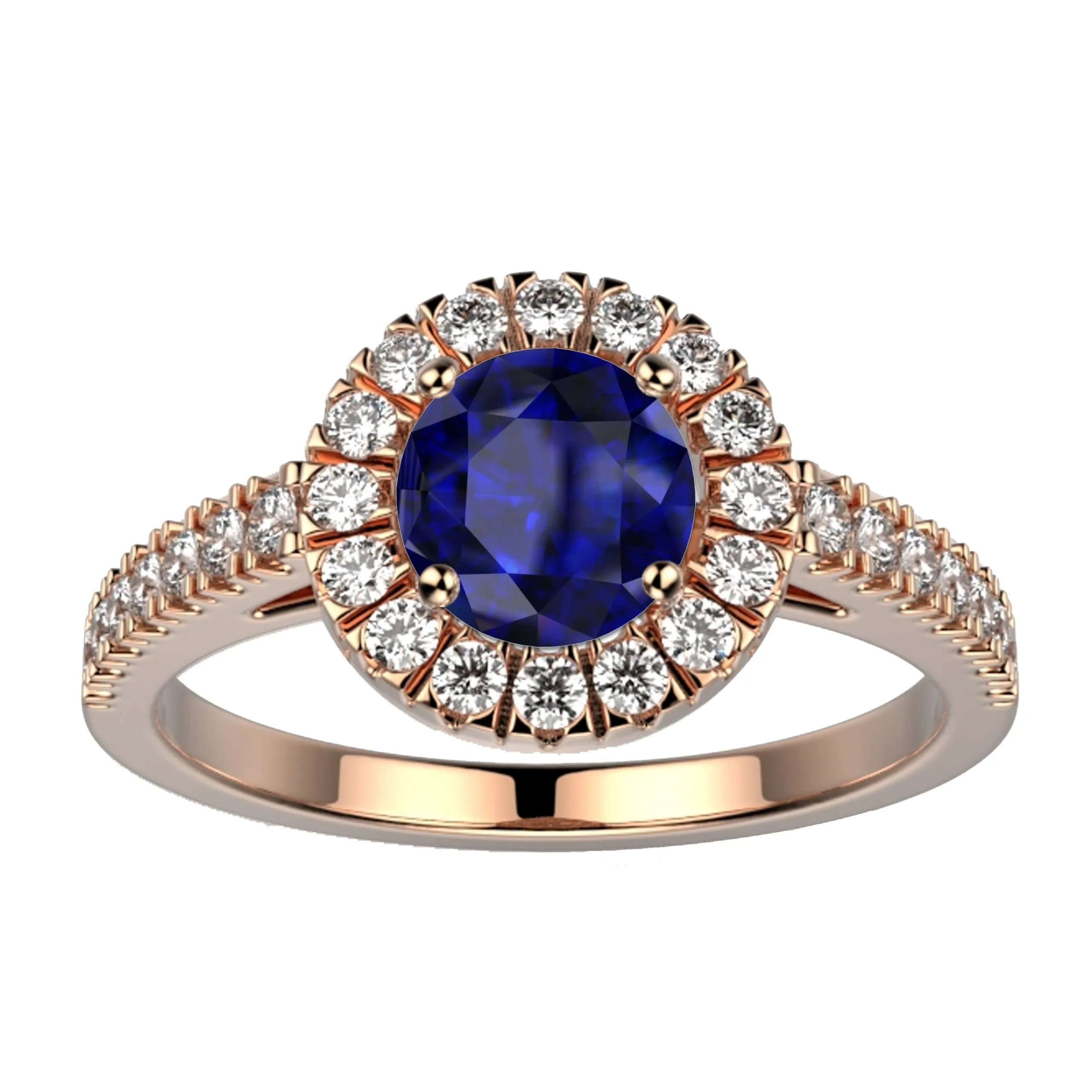 Bague saphir or rose Juliet M full pavé