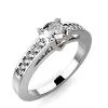 Bague solitaire diamant or blanc Adhara pavé