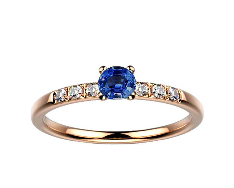 Bague saphir diamant or rose Candide saphir bleu