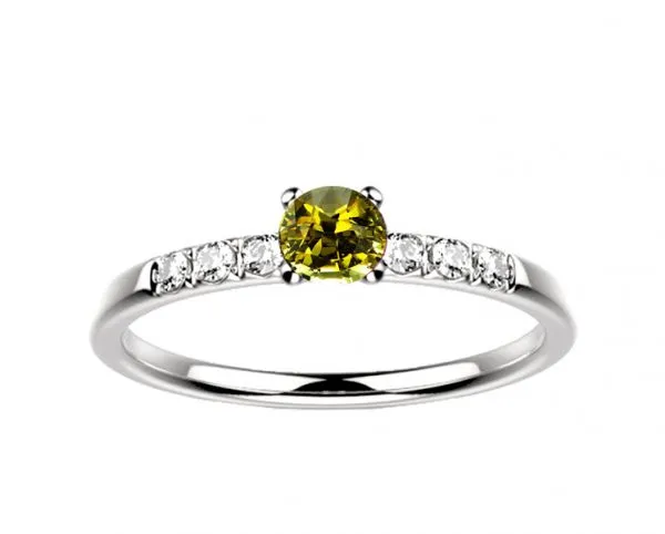 Bague saphir diamant or blanc Candide saphir jaune