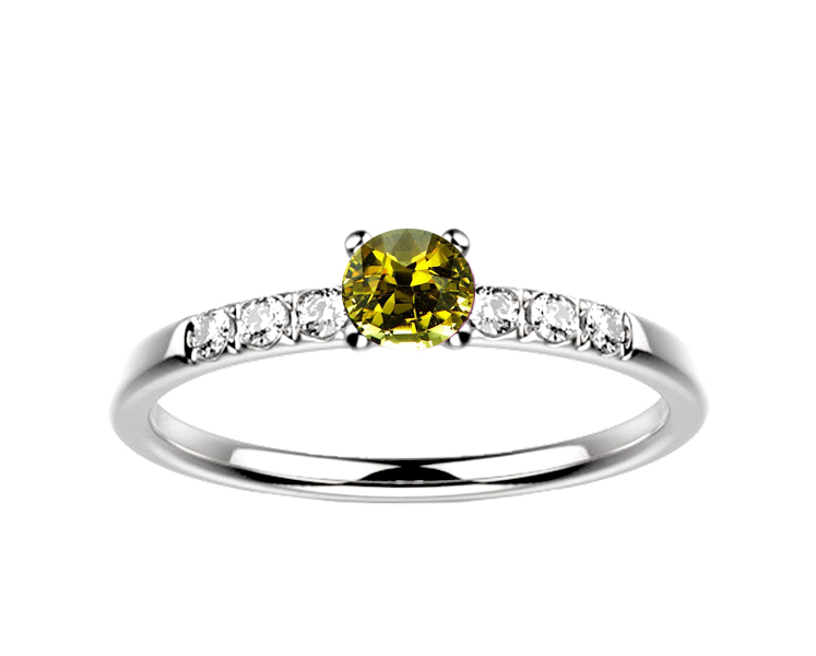 Bague saphir diamant or blanc Candide saphir jaune