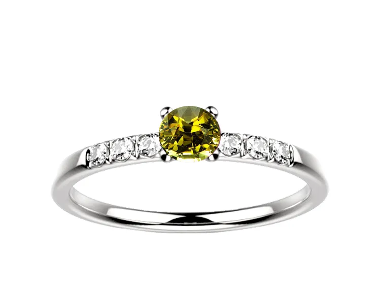 Bague saphir jaune et diamant en or blanc Candide