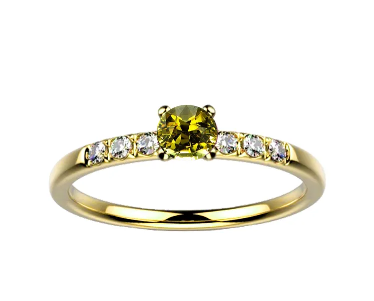 Bague saphir jaune et diamant en or jaune Candide