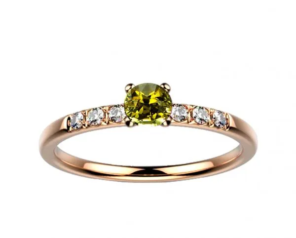 Bague saphir diamant or rose Candide saphir jaune