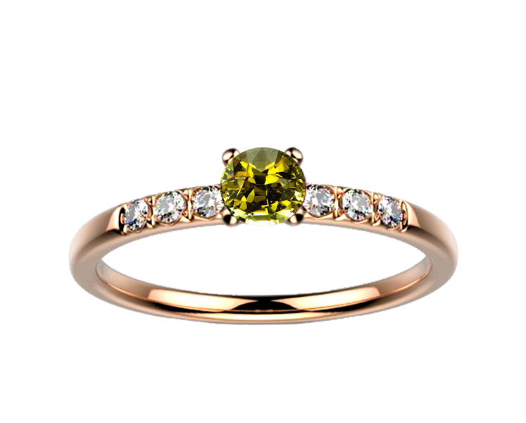 Bague saphir diamant or rose Candide saphir jaune